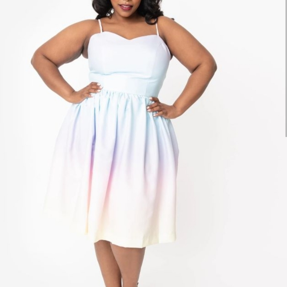 Unique Vintage plus size rainbow dress
